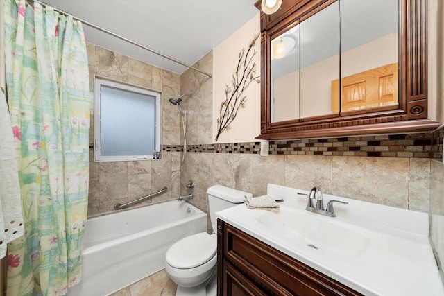 7011 Avon Ave, Oak Lawn, IL 60453 - full bath with shower / bath combination with curtain, tile walls, vanity, and toilet