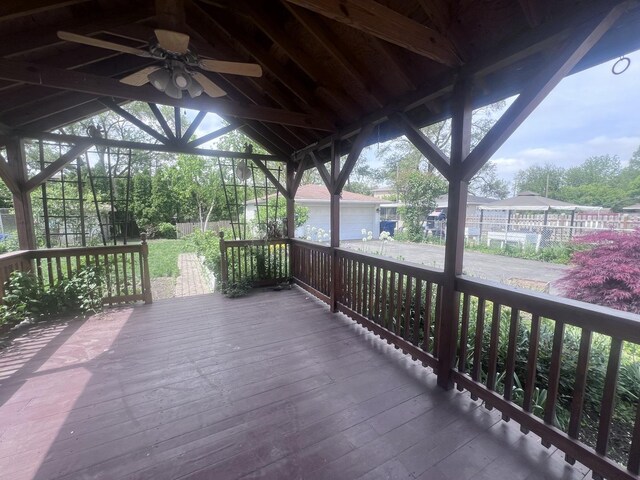 7011 Avon Ave, Oak Lawn, IL 60453 - wooden deck featuring ceiling fan