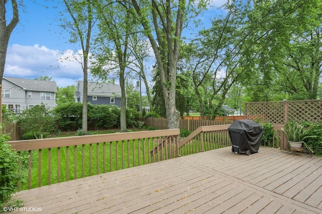 1021 Oxford St, Downers Grove, IL 60516 - wooden deck featuring area for grilling and a fenced backyard