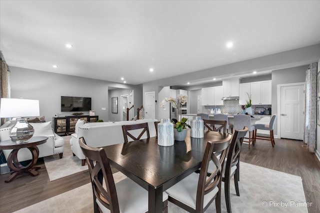 2093 Squire Cir, Yorkville, IL 60560 - dining space with recessed lighting, light wood-style flooring, and stairway