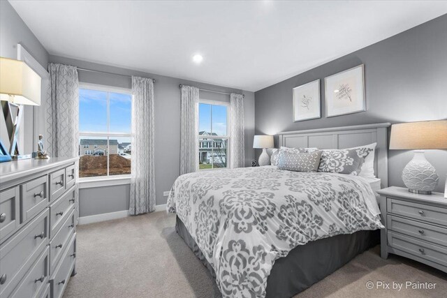 2093 Squire Cir, Yorkville, IL 60560 - bedroom featuring baseboards, light carpet, and recessed lighting