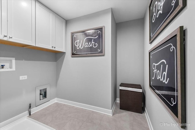 2093 Squire Cir, Yorkville, IL 60560 - laundry area featuring hookup for a washing machine, cabinet space, baseboards, and light tile patterned floors
