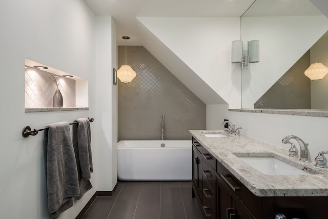 2117 W Dickens Ave, Chicago, IL 60647 - full bathroom with a bath, tile patterned flooring, and double vanity