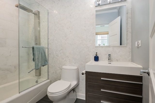 2117 W Dickens Ave, Chicago, IL 60647 - full bath featuring toilet, vanity, and bath / shower combo with glass door