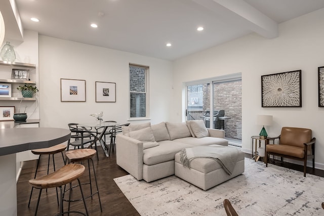 2117 W Dickens Ave, Chicago, IL 60647 - living area featuring recessed lighting, wood finished floors, beam ceiling, and baseboards