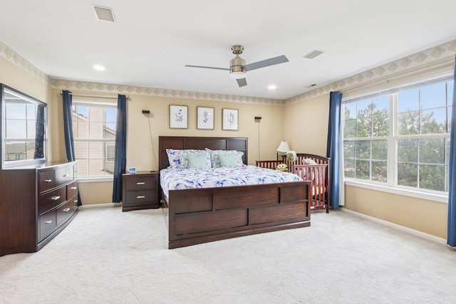 263 Thrush Cir, Lindenhurst, IL 60046 - bedroom featuring baseboards, light colored carpet, and a ceiling fan