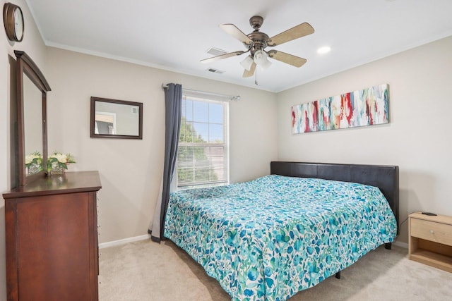 263 Thrush Cir, Lindenhurst, IL 60046 - carpeted bedroom featuring baseboards, ornamental molding, a ceiling fan, and recessed lighting