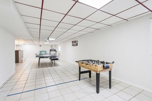263 Thrush Cir, Lindenhurst, IL 60046 - playroom featuring light tile patterned floors and a paneled ceiling