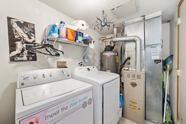 46 Harmony Ln, Romeoville, IL 60446 - laundry area with gas water heater and washer and clothes dryer