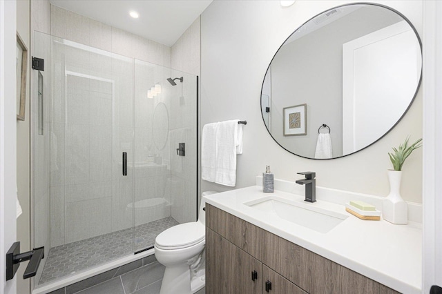 1636 W Wolfram St, Chicago, IL 60657 - full bath with vanity, a shower stall, toilet, and tile patterned floors