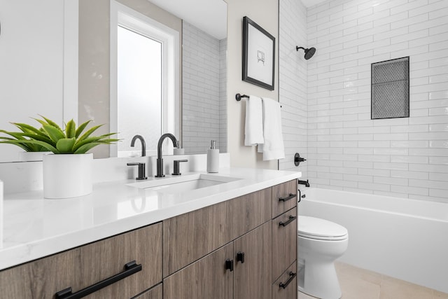 1636 W Wolfram St, Chicago, IL 60657 - bathroom featuring vanity, toilet, shower / bathtub combination, and tile patterned floors