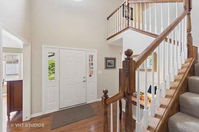 13922 Steepleview Ln, Lemont, IL 60439 - entrance foyer featuring a towering ceiling, wood finished floors, and stairway