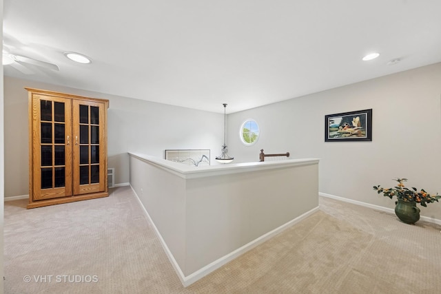 13922 Steepleview Ln, Lemont, IL 60439 - hall with carpet flooring, an upstairs landing, and recessed lighting
