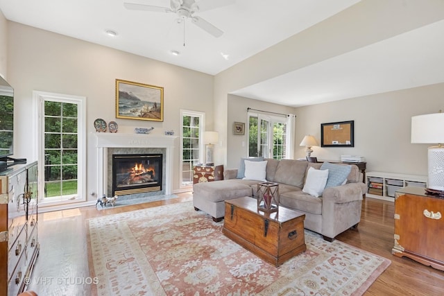 13922 Steepleview Ln, Lemont, IL 60439 - living area with wood finished floors, a fireplace, a ceiling fan, and recessed lighting