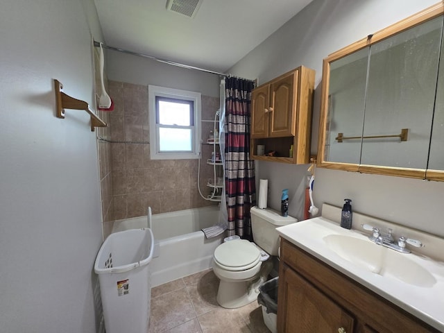 4400 Waubansie Ln, Lisle, IL 60532 - full bathroom with shower / bath combo with shower curtain, vanity, and tile patterned flooring