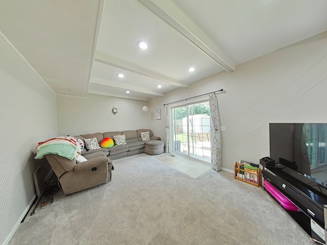 4400 Waubansie Ln, Lisle, IL 60532 - carpeted living room featuring beamed ceiling and recessed lighting