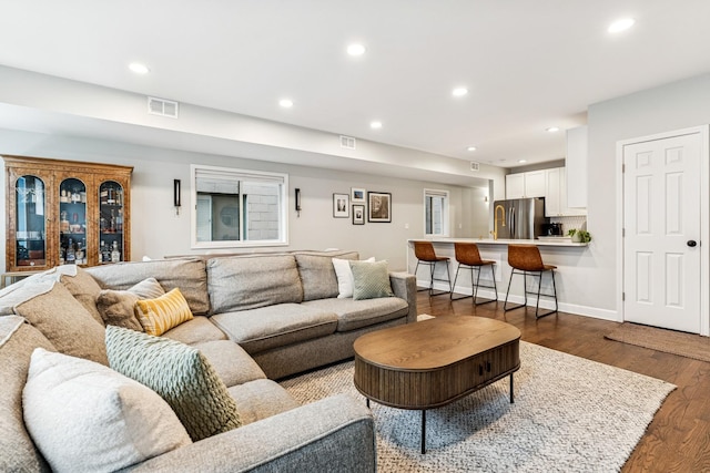 2309 W Chicago Ave Unit 1, Chicago, IL 60622 - living area with dark wood-style flooring and recessed lighting