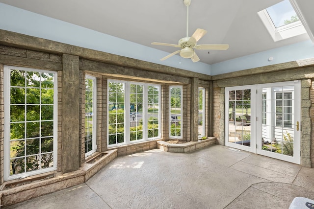 499 Waubonsee Cir, Oswego, IL 60543 - unfurnished sunroom featuring a skylight, plenty of natural light, and french doors
