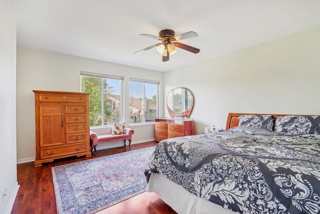 4801 Bordeaux Dr, Lake In The Hills, IL 60156 - bedroom featuring dark wood-style floors, baseboards, and ceiling fan