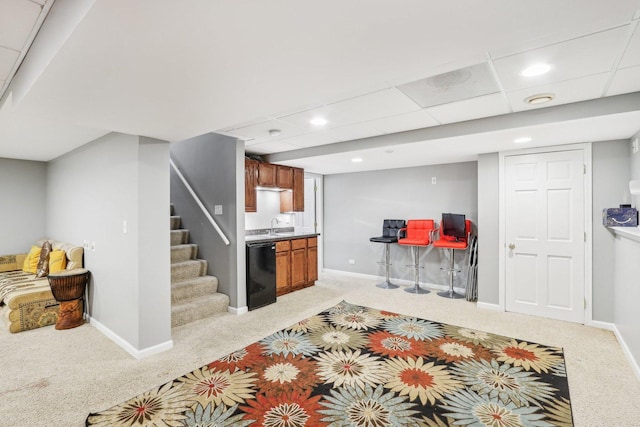 4801 Bordeaux Dr, Lake In The Hills, IL 60156 - interior space featuring light carpet, stairs, baseboards, and recessed lighting