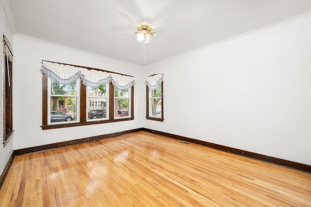 3523 W 60th Pl, Chicago, IL 60629 - spare room featuring healthy amount of natural light, crown molding, light wood finished floors, baseboards, and a ceiling fan