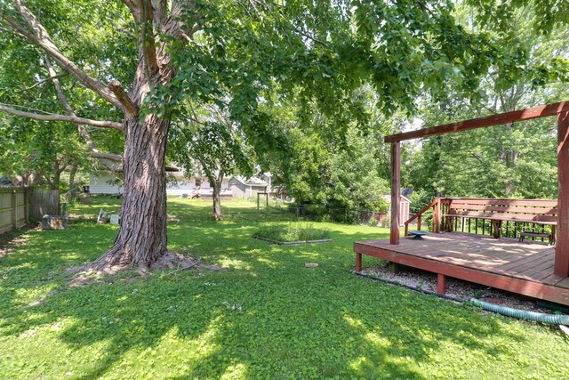 301 Columbia Dr, Normal, IL 61761 - fenced backyard with a wooden deck