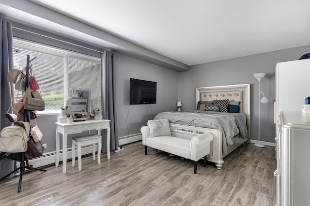 2642 N Windsor Dr Unit 102, Arlington Heights, IL 60004 - bedroom with light wood finished floors, baseboard heating, and baseboards