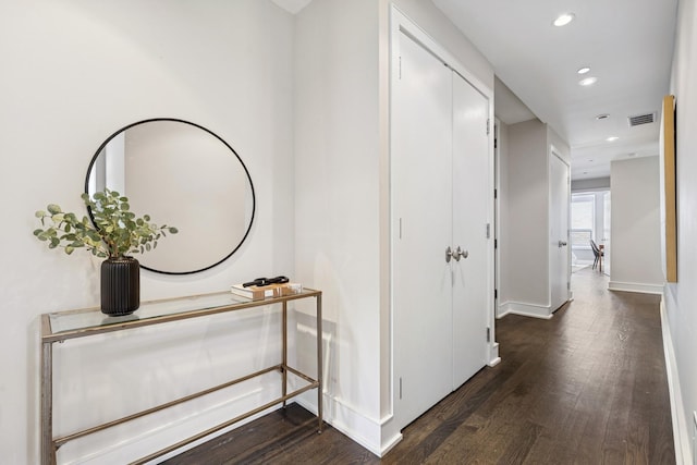 1307 W Wrightwood Ave Unit 201, Chicago, IL 60614 - corridor featuring dark wood-type flooring and recessed lighting