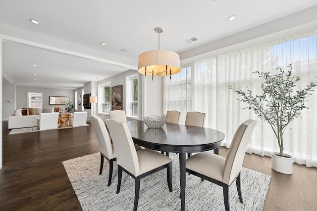 1307 W Wrightwood Ave Unit 201, Chicago, IL 60614 - dining room featuring wood finished floors, a chandelier, and recessed lighting