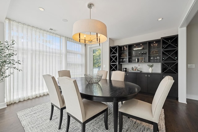 1307 W Wrightwood Ave Unit 201, Chicago, IL 60614 - dining space featuring dark wood-style floors and recessed lighting