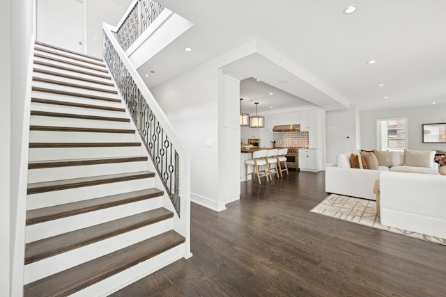 1307 W Wrightwood Ave Unit 201, Chicago, IL 60614 - stairway with wood finished floors and recessed lighting