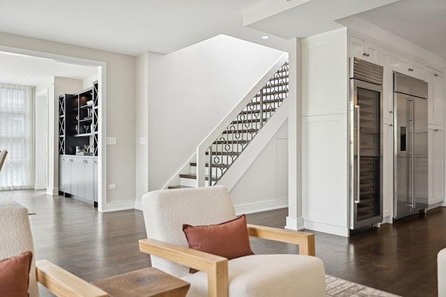 1307 W Wrightwood Ave Unit 201, Chicago, IL 60614 - stairs with beverage cooler and wood finished floors