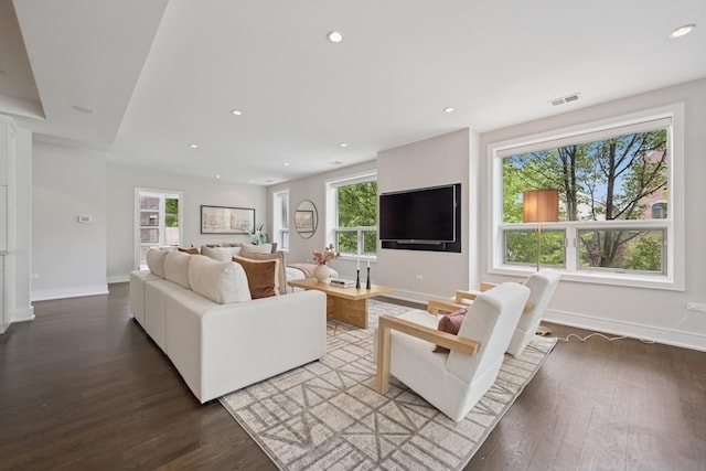 1307 W Wrightwood Ave Unit 201, Chicago, IL 60614 - living room with dark wood-type flooring and recessed lighting
