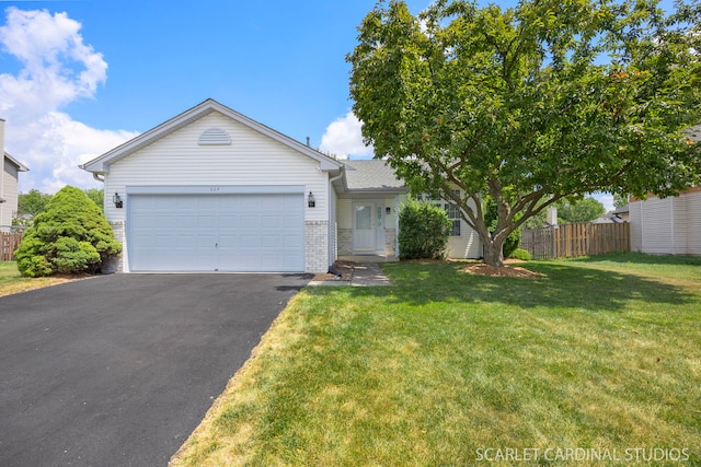 664 Birchwood Dr, Bolingbrook, IL 60490 - ranch-style home with driveway, a garage, and brick siding