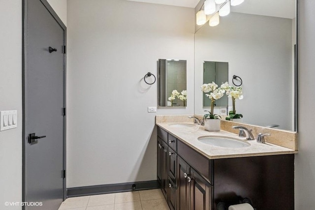 1235 S Prairie Ave Unit 3605, Chicago, IL 60605 - full bathroom with double vanity, tile patterned flooring, and baseboards