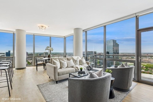 1235 S Prairie Ave Unit 3605, Chicago, IL 60605 - living room featuring floor to ceiling windows and wood finished floors