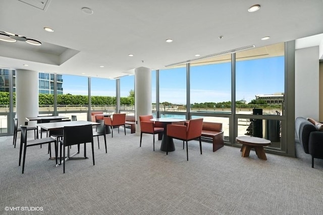 1235 S Prairie Ave Unit 3605, Chicago, IL 60605 - carpeted dining area with expansive windows and recessed lighting