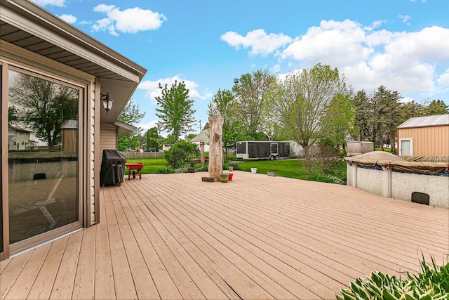32638 S Lia Ln, Beecher, IL 60401 - wooden deck featuring grilling area and a lawn