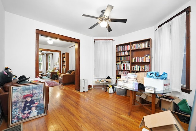 1518 N Kedzie Ave, Chicago, IL 60651 - office with a ceiling fan and hardwood / wood-style floors