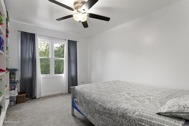 26 Fox Ln, Palos Park, IL 60464 - bedroom with light colored carpet and ceiling fan