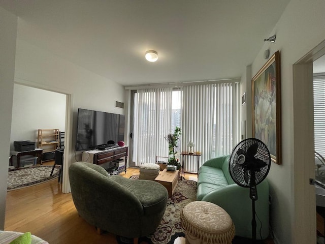 living room with light wood finished floors