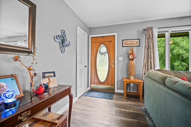 211 S E St, Hudson, IL 61748 - foyer featuring wood finished floors and baseboards
