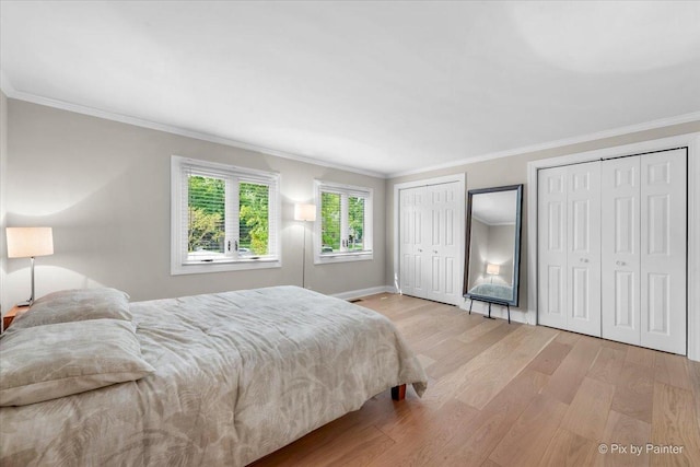 1599 Lowe Dr, Algonquin, IL 60102 - bedroom with wood finished floors, two closets, crown molding, and baseboards