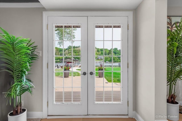 1599 Lowe Dr, Algonquin, IL 60102 - doorway with french doors, baseboards, and plenty of natural light