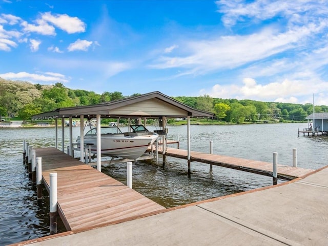 1599 Lowe Dr, Algonquin, IL 60102 - dock featuring boat lift, a water view, and a view of trees