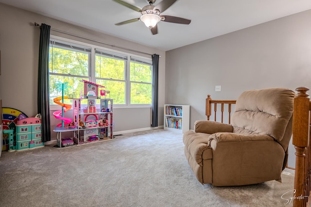 545 Delaware Dr, Lake In The Hills, IL 60156 - sitting room featuring ceiling fan and carpet floors