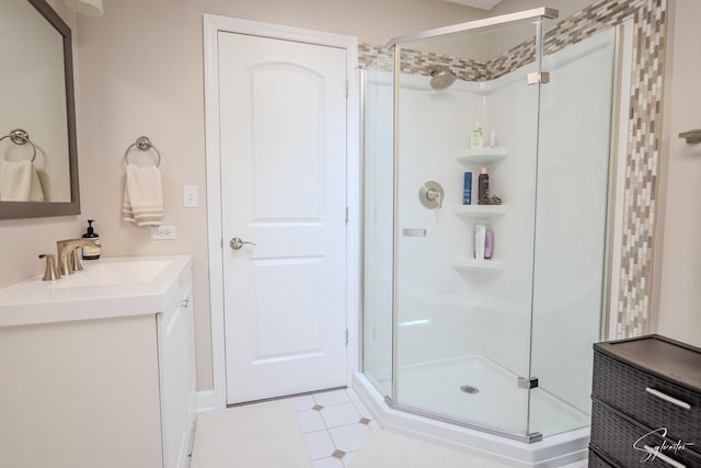 545 Delaware Dr, Lake In The Hills, IL 60156 - bathroom featuring a shower stall and vanity