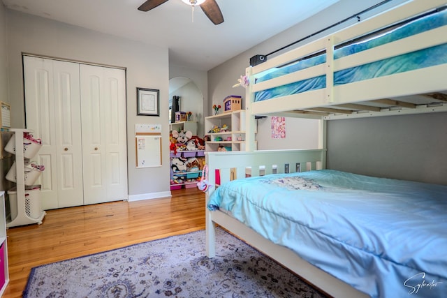 545 Delaware Dr, Lake In The Hills, IL 60156 - bedroom with wood finished floors, a closet, and ceiling fan