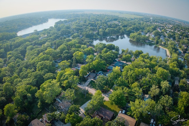 545 Delaware Dr, Lake In The Hills, IL 60156 - bird's eye view of a large body of water and a heavily wooded area