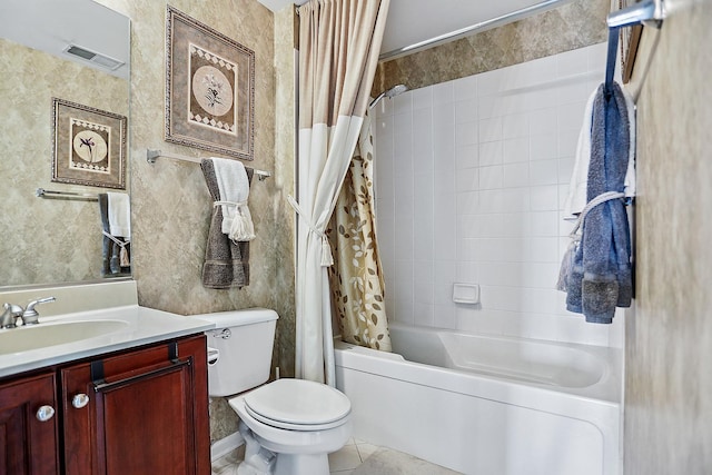 200 St James Pkwy, Sugar Grove, IL 60554 - bathroom with toilet, vanity, shower / bath combo, and tile patterned floors